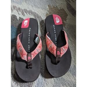 New nwob-The North Face flip flop sandals embroidery boho pink